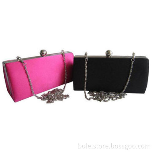 Evening Bags, Clip Lock Closure, Metal Chain Handle and Inside Pocket